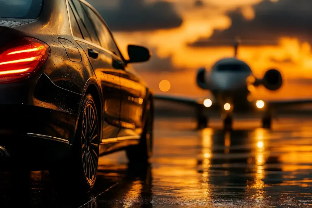 Voiture luxe aéroport chauffeur femme