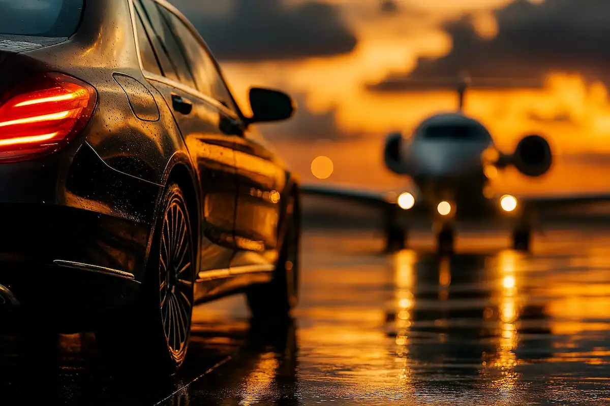 Voiture luxe aéroport chauffeur femme