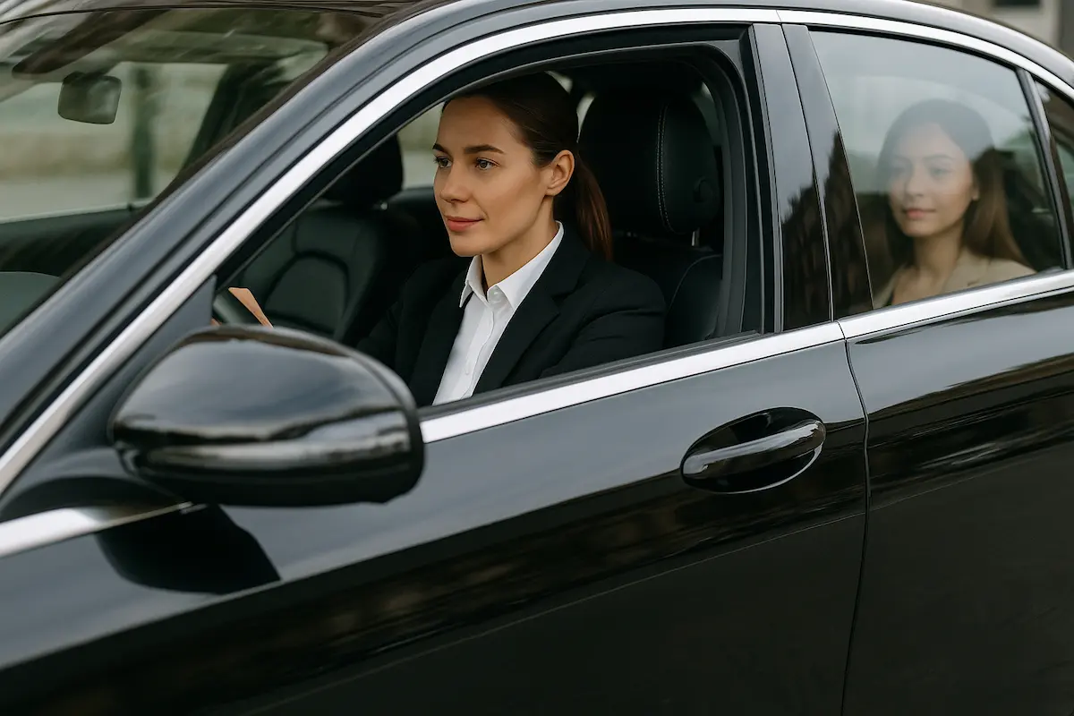 Chauffeur femme au volant